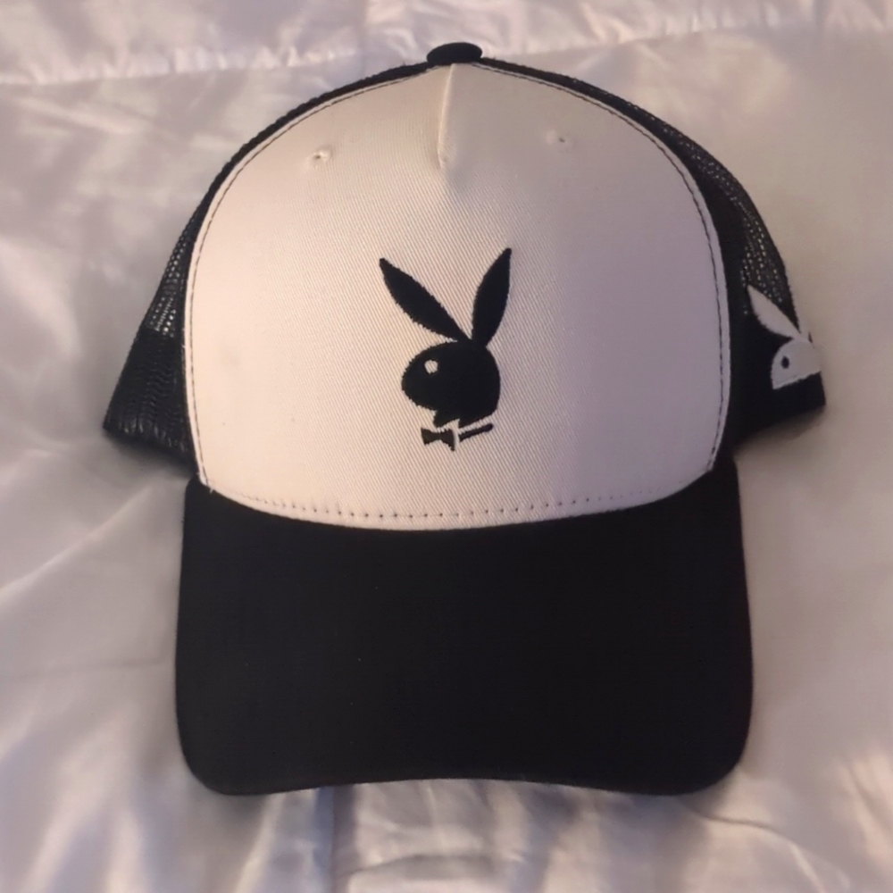 Playboy Trucker Hat Off-White and Black